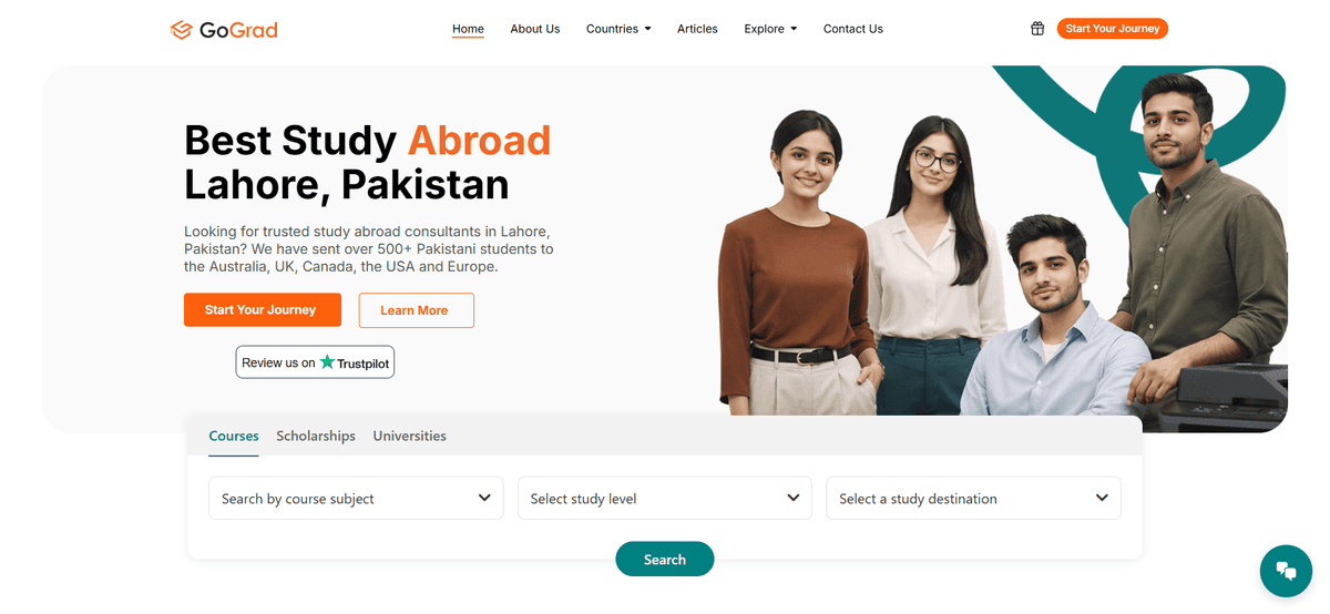GoGrad — Study Abroad Website & Custom Course Finder
