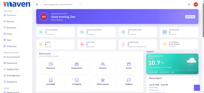 Maven Pro — Company Intranet & Operations Platform